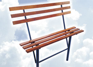 Скамейка с спинкой, из металла